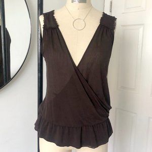 Banana Republic Sheer Silk Wrap Top M